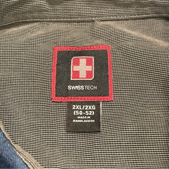 Official Men's Swiss Tech Blue Plaid Flannel Button Shirt Multicolor Sz 2XL - Picture 4 of 5